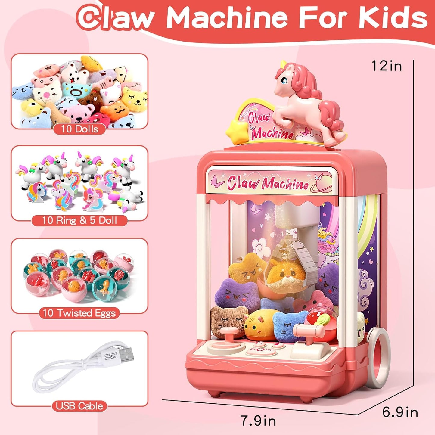 Children's mini claw machine set (includes 20 toys)
