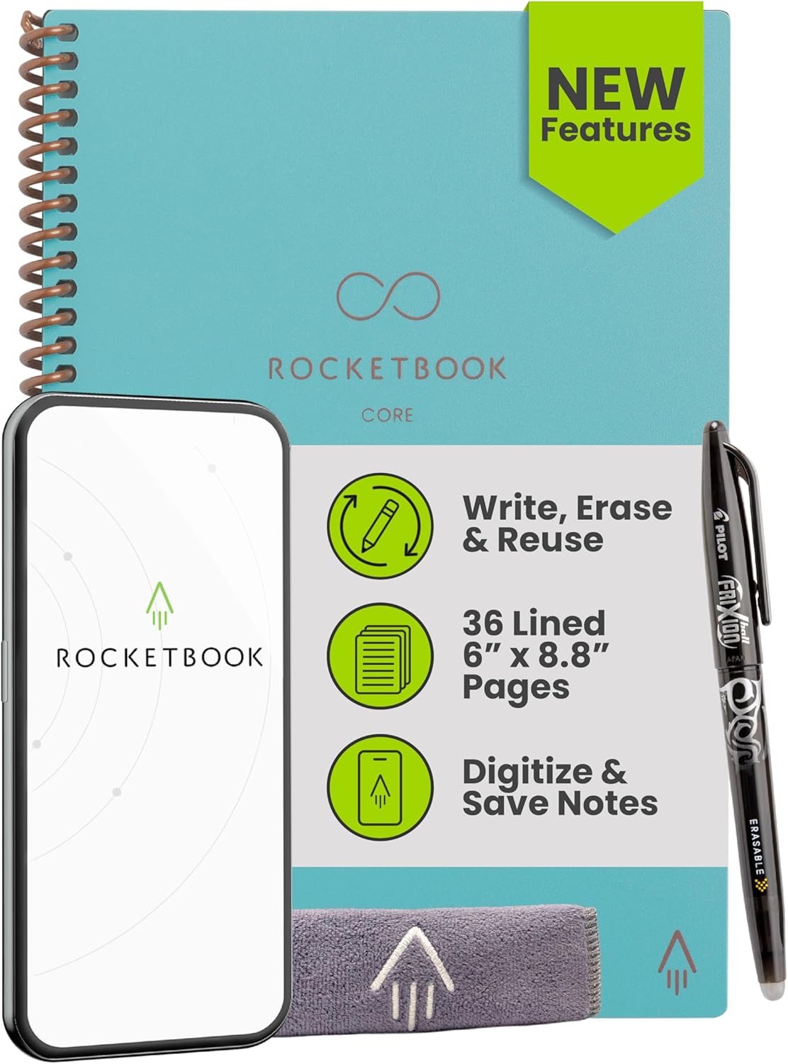 Rocketbook New Core Reusable Spiral Notebook