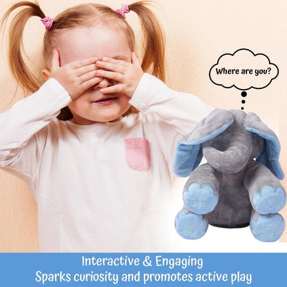Peek-a-boo elephant toy, interactive singing plush elephant.