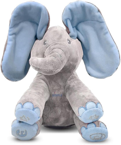 Peek-a-boo elephant toy, interactive singing plush elephant.