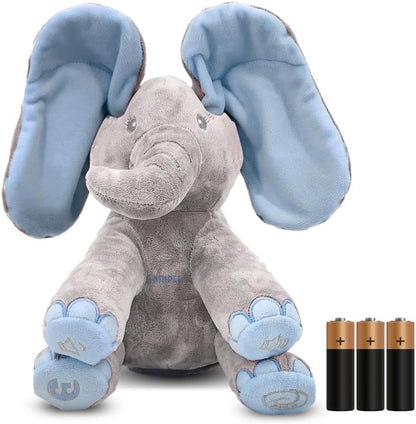 Peek-a-boo elephant toy, interactive singing plush elephant.