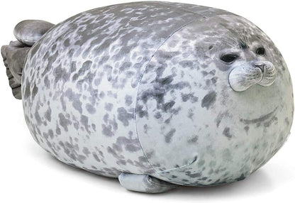 Chubby seal plush pillow, made of cotton and plush material.