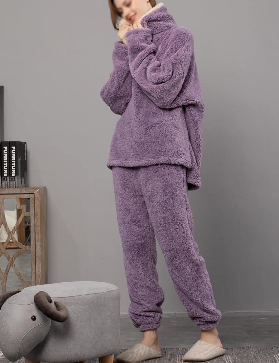 Women's fluffy pajama set (two-piece)