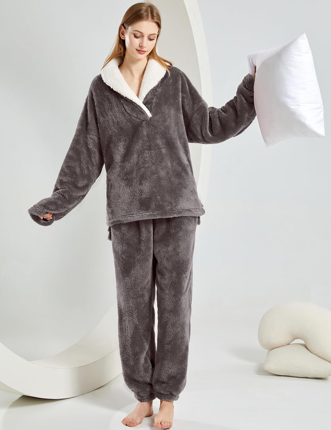 Women's fluffy pajama set (two-piece)