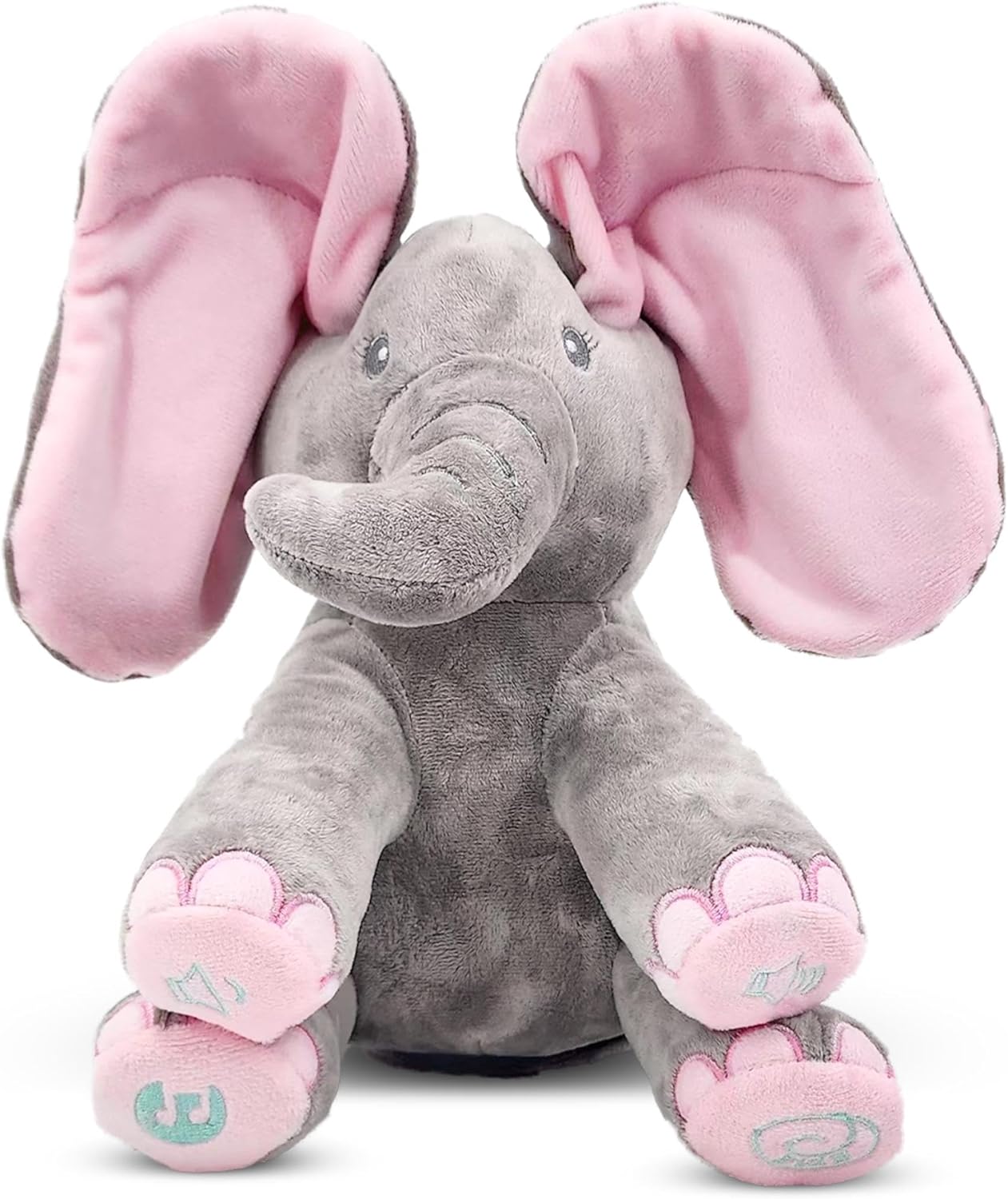 Peek-a-boo elephant toy, interactive singing plush elephant.