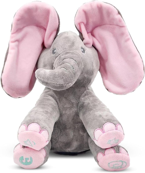 Peek-a-boo elephant toy, interactive singing plush elephant.