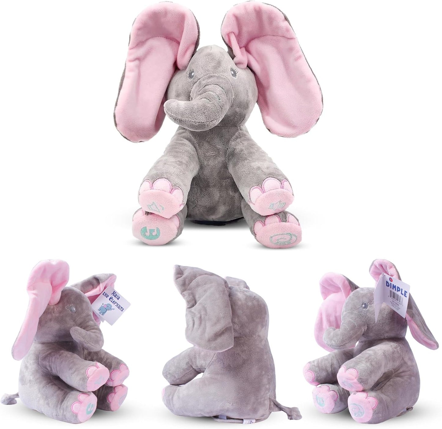 Peek-a-boo elephant toy, interactive singing plush elephant.