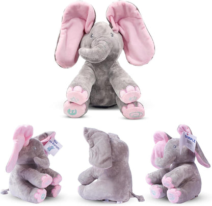Peek-a-boo elephant toy, interactive singing plush elephant.