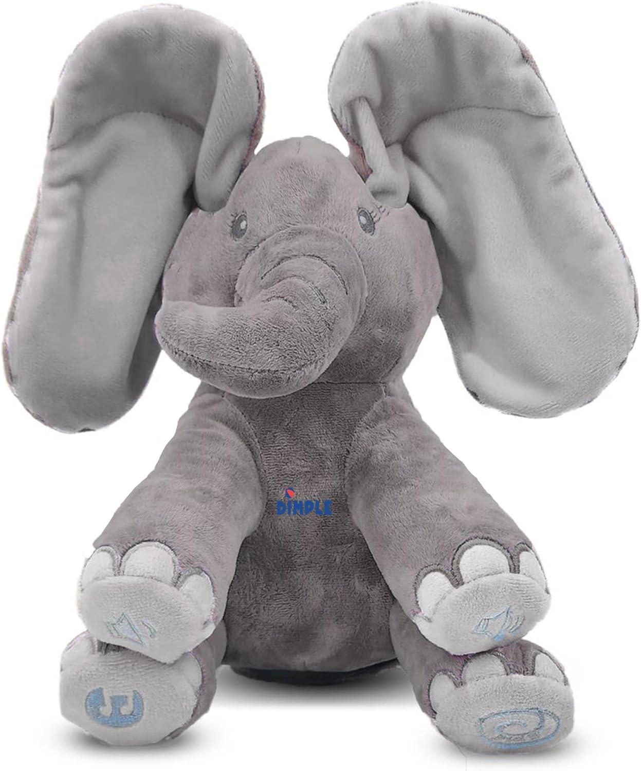 Peek-a-boo elephant toy, interactive singing plush elephant.