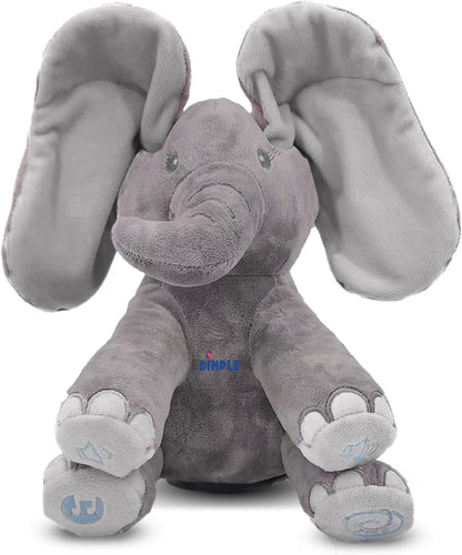 Peek-a-boo elephant toy, interactive singing plush elephant.