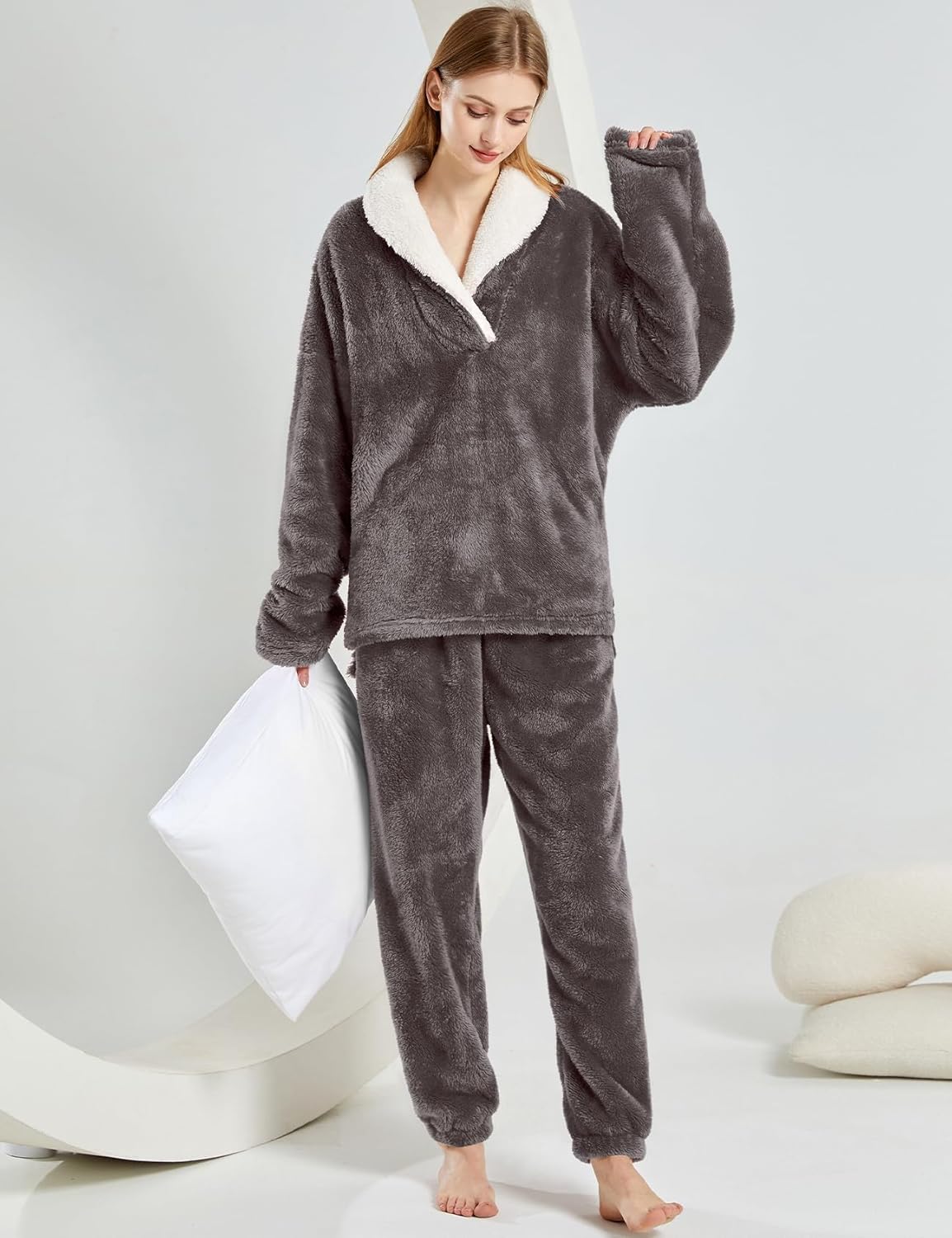 Women's fluffy pajama set (two-piece)