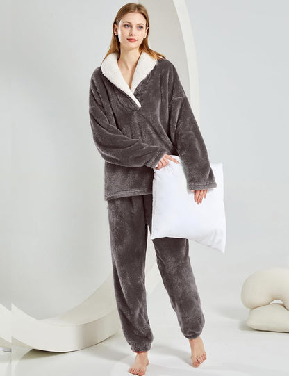 Women's fluffy pajama set (two-piece)
