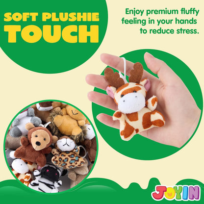 Set of 24 mini animal plush toys (3 of each design, 24 total)
