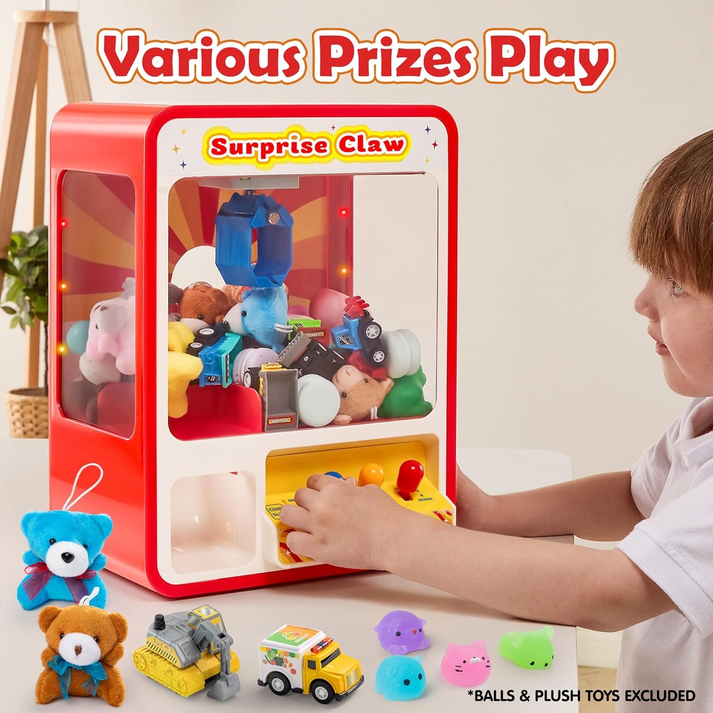 Claw machine containing 50 realistic food-shaped toys.