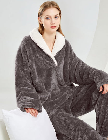 Women's fluffy pajama set (two-piece)