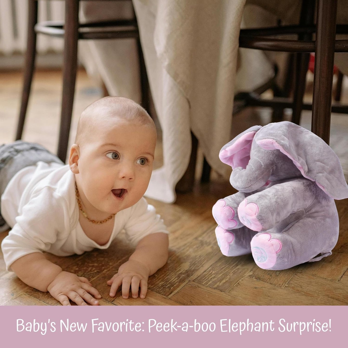 Peek-a-boo elephant toy, interactive singing plush elephant.