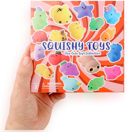 Soft and squishy fidget toys, 26-piece mini stress relief toy set.