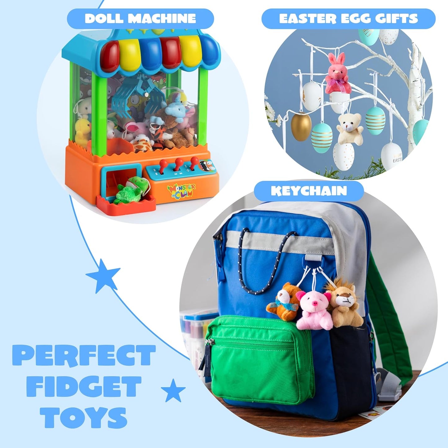 Set of 24 mini animal plush toys (3 of each design, 24 total)