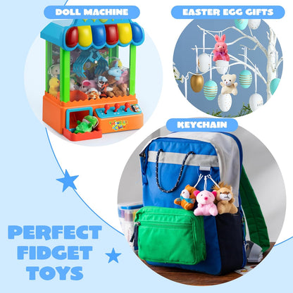 Set of 24 mini animal plush toys (3 of each design, 24 total)