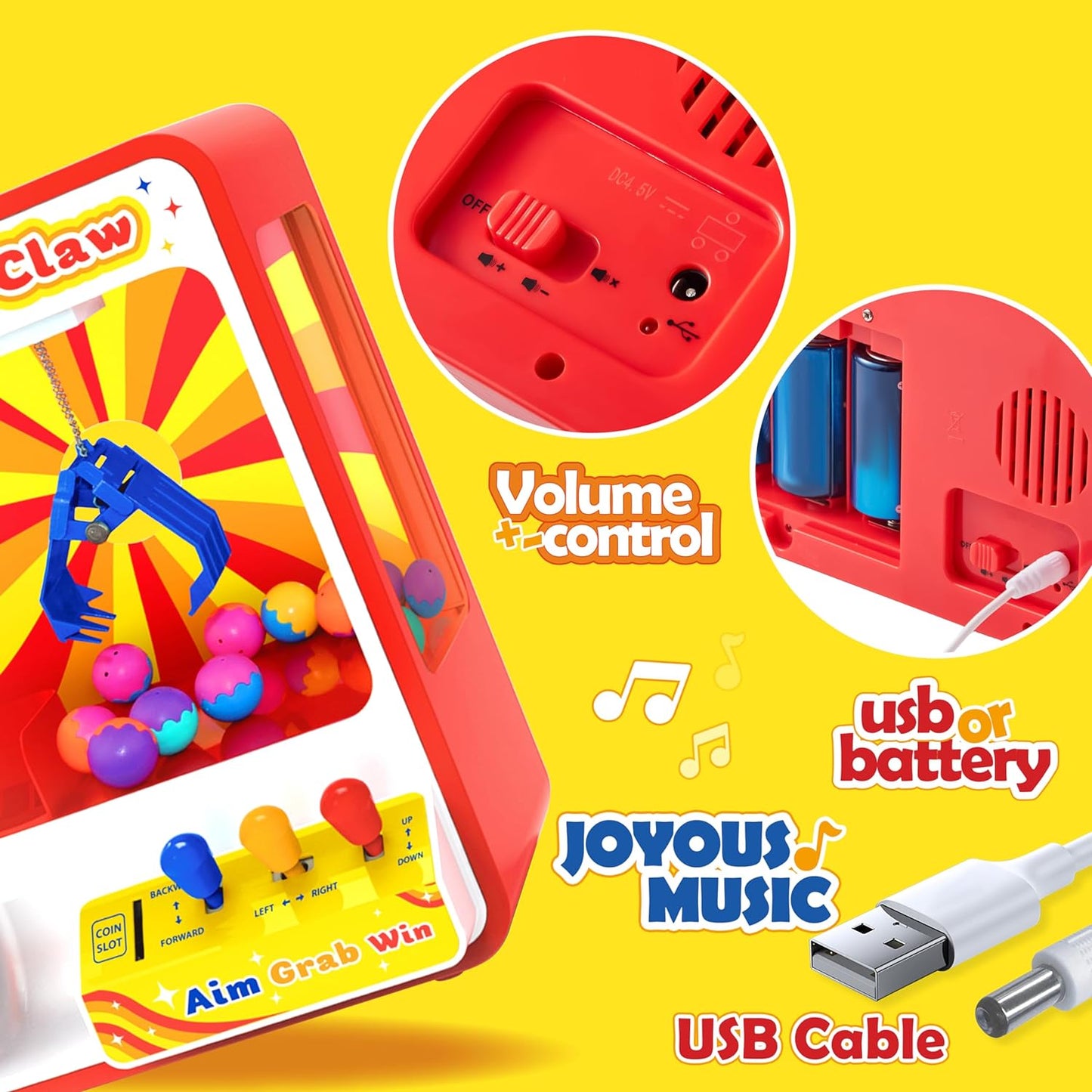 Claw machine containing 50 realistic food-shaped toys.