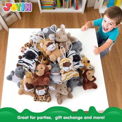 Set of 24 mini animal plush toys (3 of each design, 24 total)