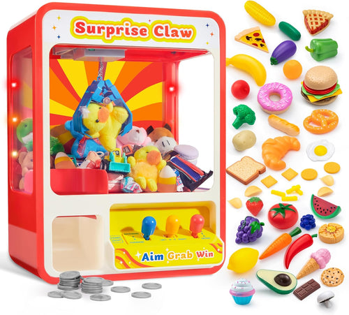 Claw machine containing 50 realistic food-shaped toys.