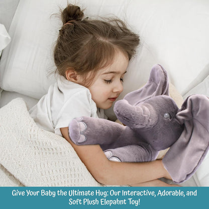 Peek-a-boo elephant toy, interactive singing plush elephant.