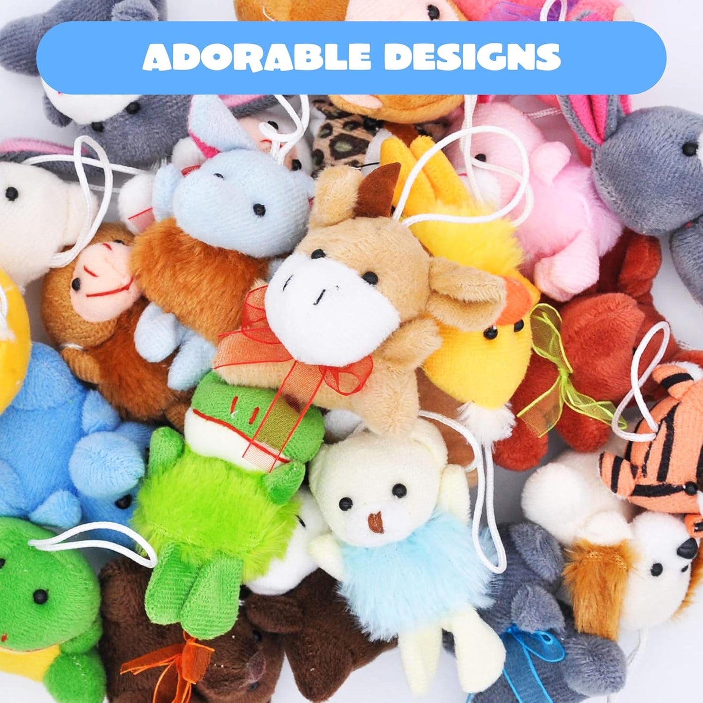 Set of 24 mini animal plush toys (3 of each design, 24 total)