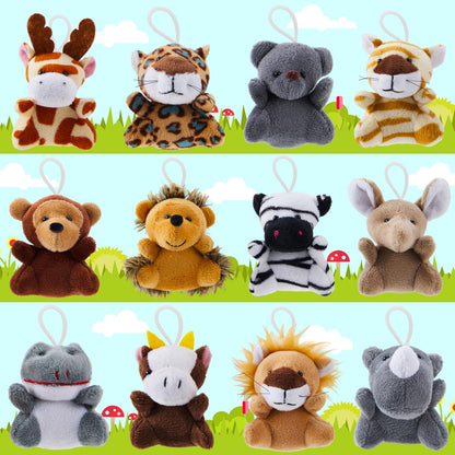 Set of 24 mini animal plush toys (3 of each design, 24 total)