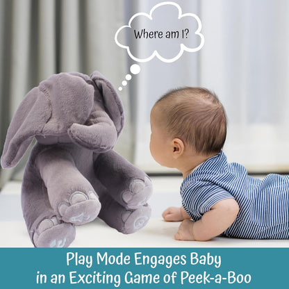 Peek-a-boo elephant toy, interactive singing plush elephant.