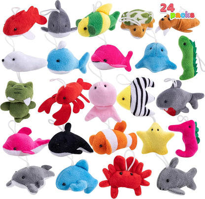 Set of 24 mini animal plush toys (3 of each design, 24 total)