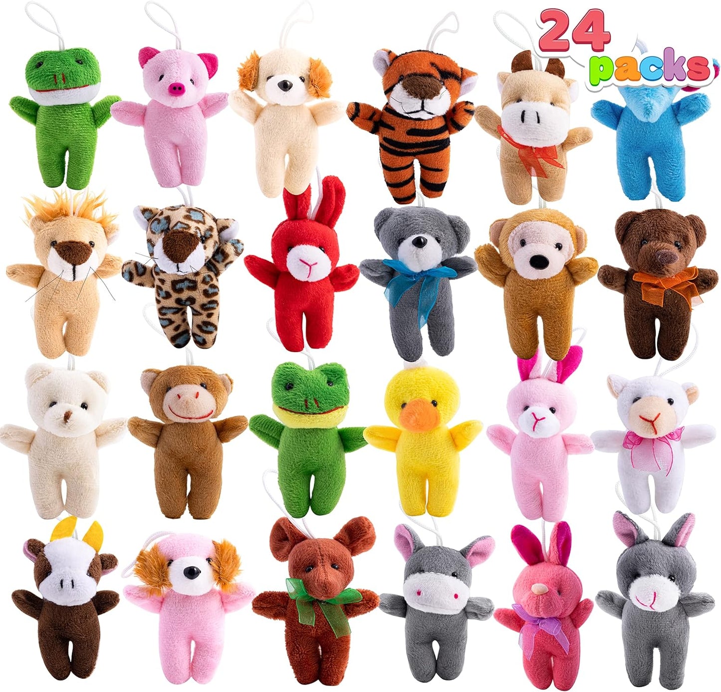 Claw machine containing 24 mini animal plush toys.