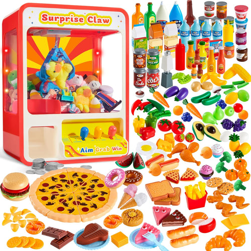 Mini Claw Machine Toy Set – Includes 200 Play Food Prizes
