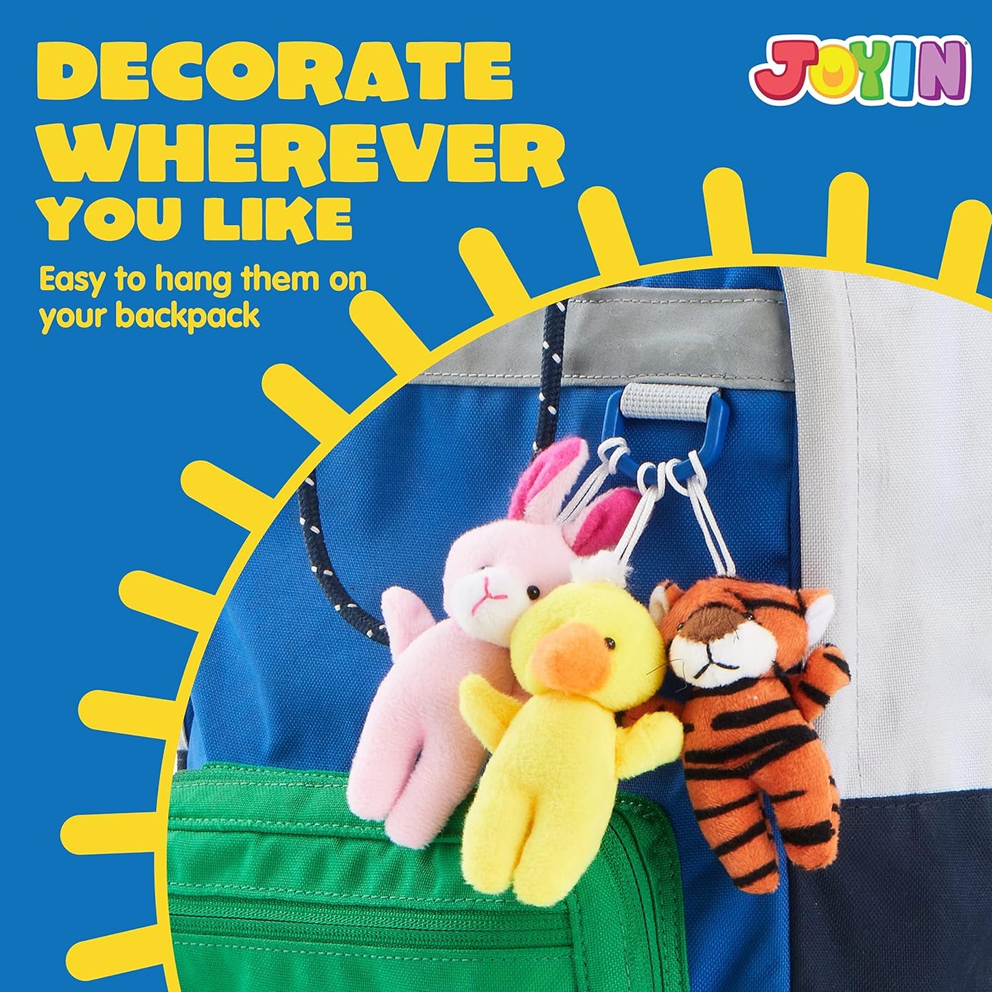 Set of 24 mini animal plush toys (3 of each design, 24 total)