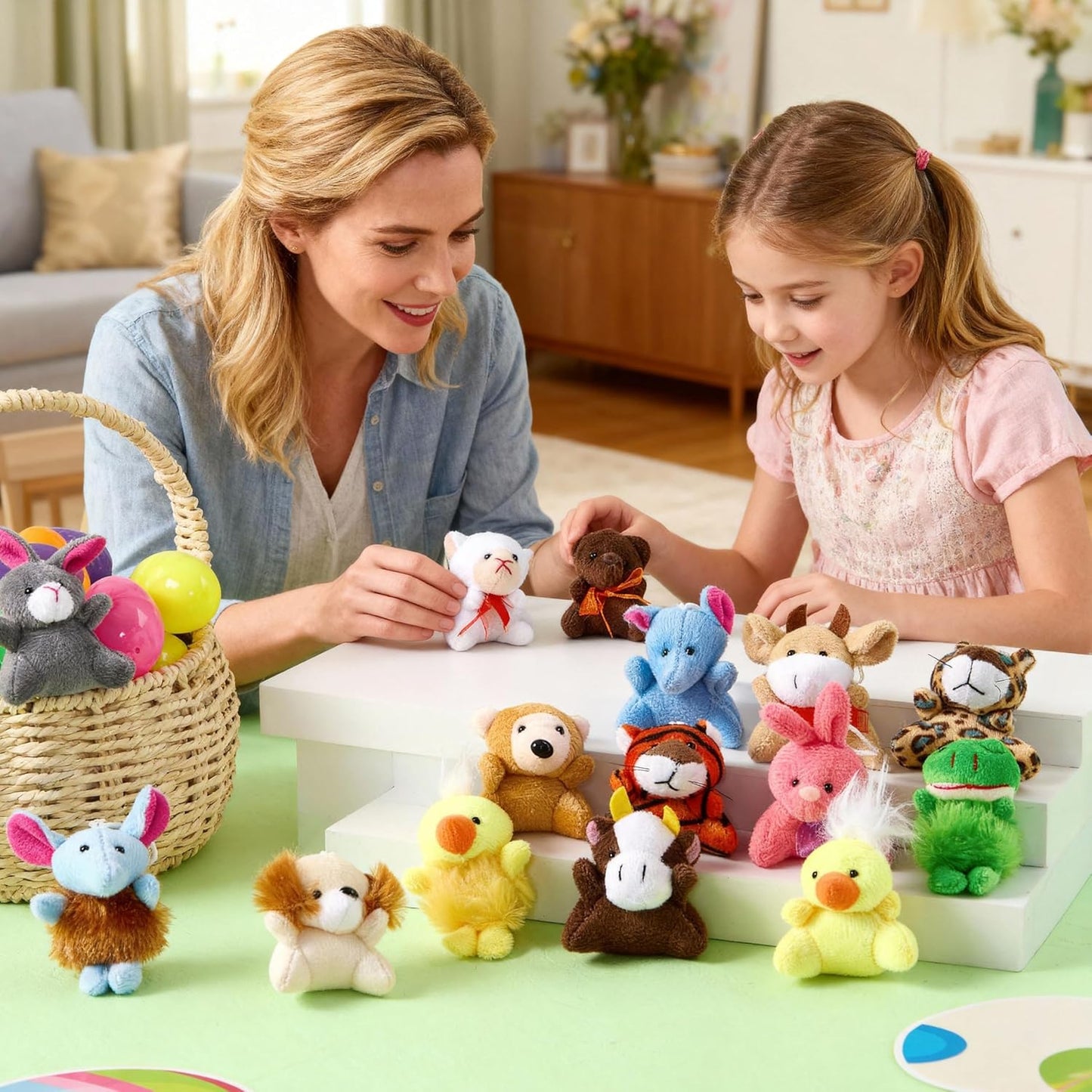 Set of 24 mini animal plush toys (3 of each design, 24 total)