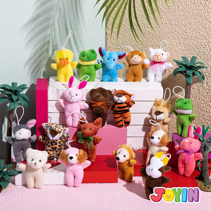Set of 24 mini animal plush toys (3 of each design, 24 total)
