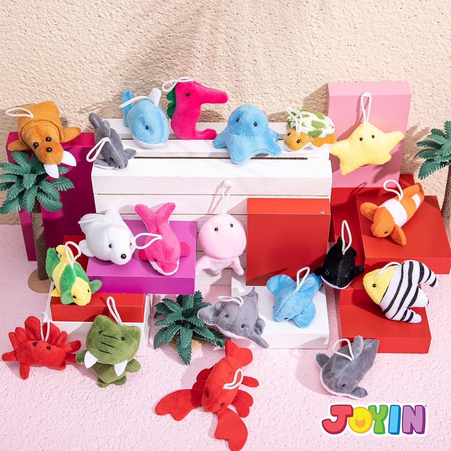 Set of 24 mini animal plush toys (3 of each design, 24 total)